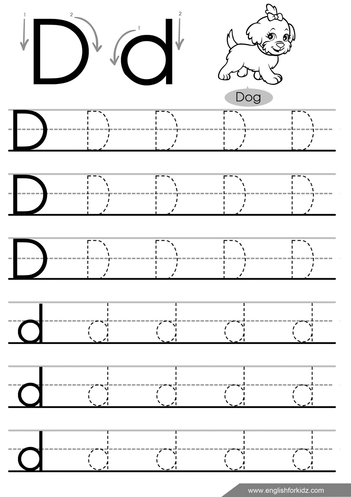 English for Kids Step by Step: Letter D Worksheets, Flash Cards ...