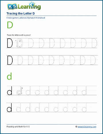 Tracing the Letter D d | Worsheets library
