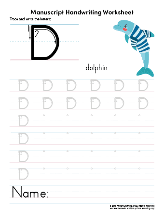 Lowercase Letter D Tracing Worksheet Printable, D is for Dinosaur ...