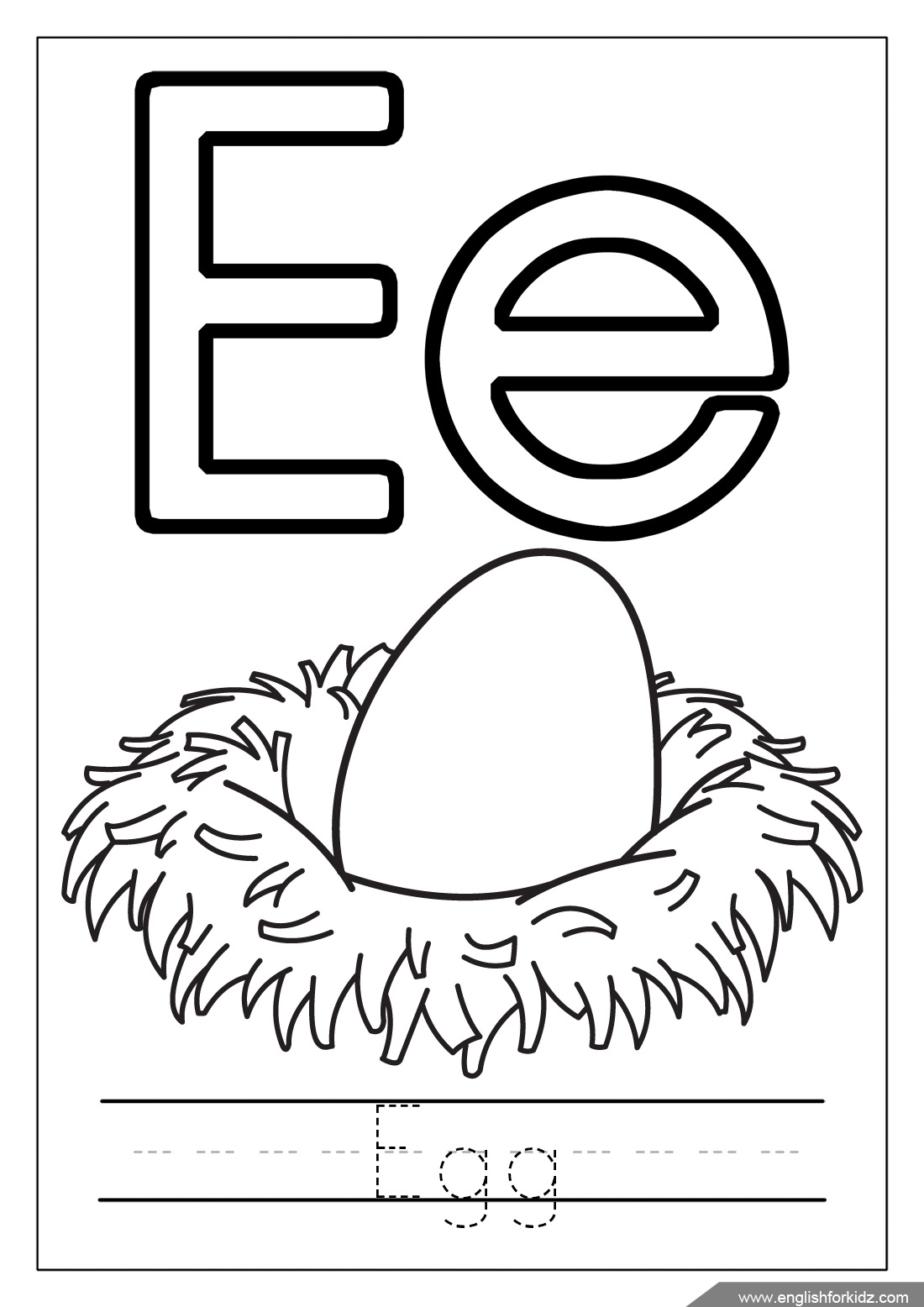 English for Kids Step by Step: Letter E Worksheets, Flash Cards ...