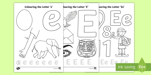 Letter E Coloring Pages (Teacher-Made) - Twinkl