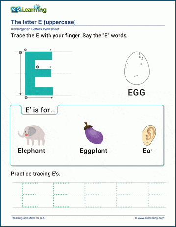 The Letter E Worksheet | Worsheets library