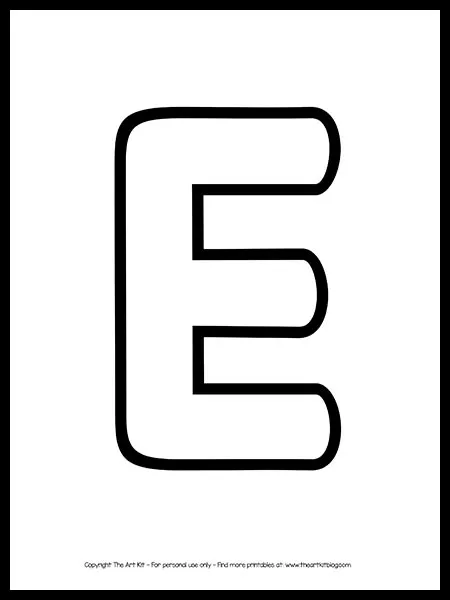 Uppercase Letter E Outline Printable FREE - The Art Kit