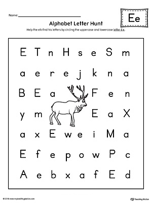 Alphabet Letter Hunt: Letter E Worksheet | MyTeachingStation.com