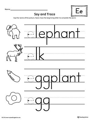 Say and Trace: Short Letter E Beginning Sound Words Worksheet | E ...