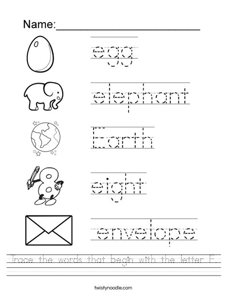 Letter E Words Write the Room Activity