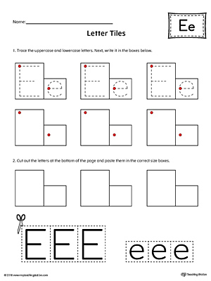 Letter E Tracing and Writing Letter Tiles | MyTeachingStation.com