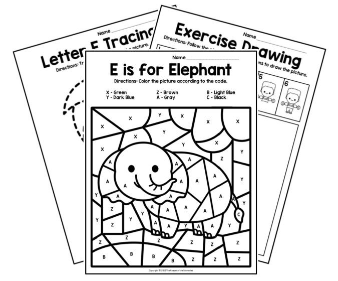 letter e worksheet for preschool