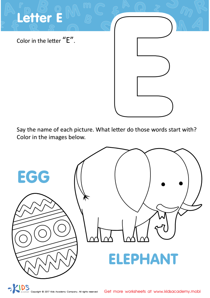 Letter E Printable: Letter E Coloring Sheet, Free Letter E ...