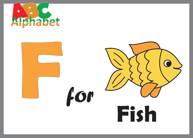 Premium Vector | Alphabet letter F with fish