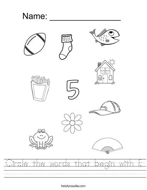 letter f words worksheet