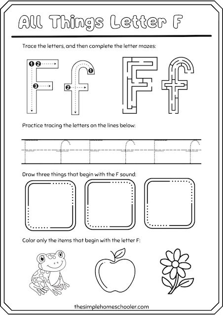 letter f worksheet and activities