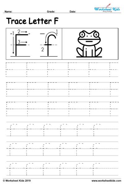 Letter F alphabet tracing worksheets - Free printable PDF
