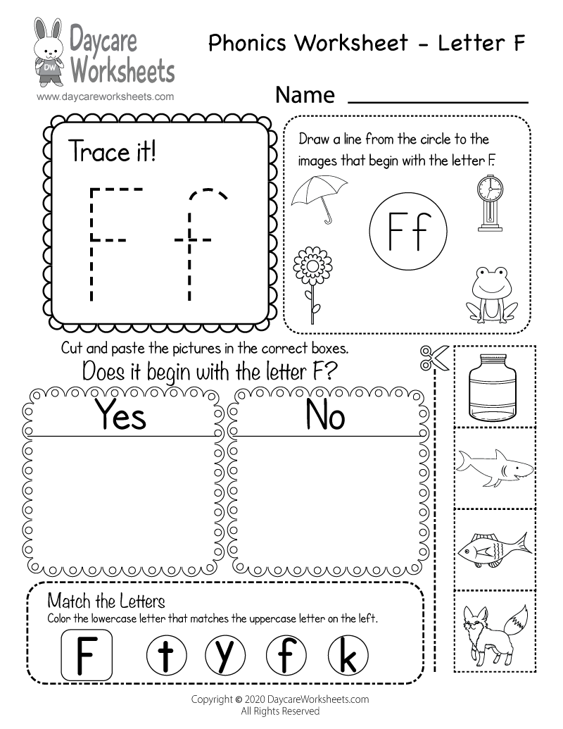 letter f worksheet cut and paste