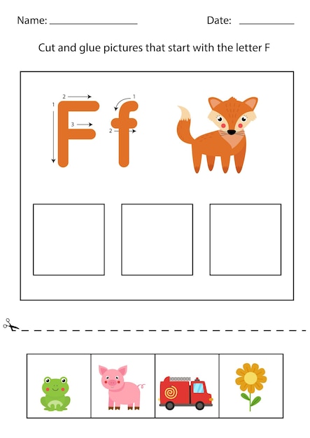 letter f worksheet cut and paste