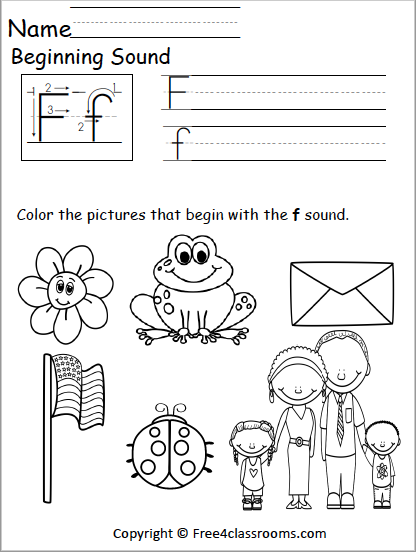 Free Beginning Sounds Worksheet - Letter F - Free Worksheets ...
