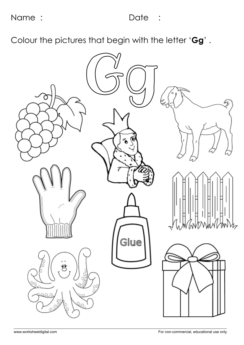 letter g coloring worksheet