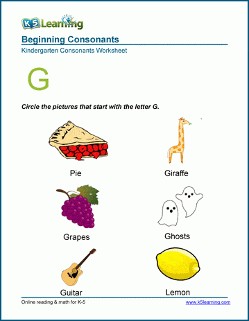 letter g preschool worksheet