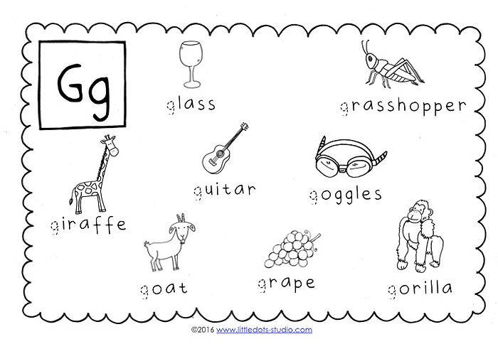 letter g printable worksheet