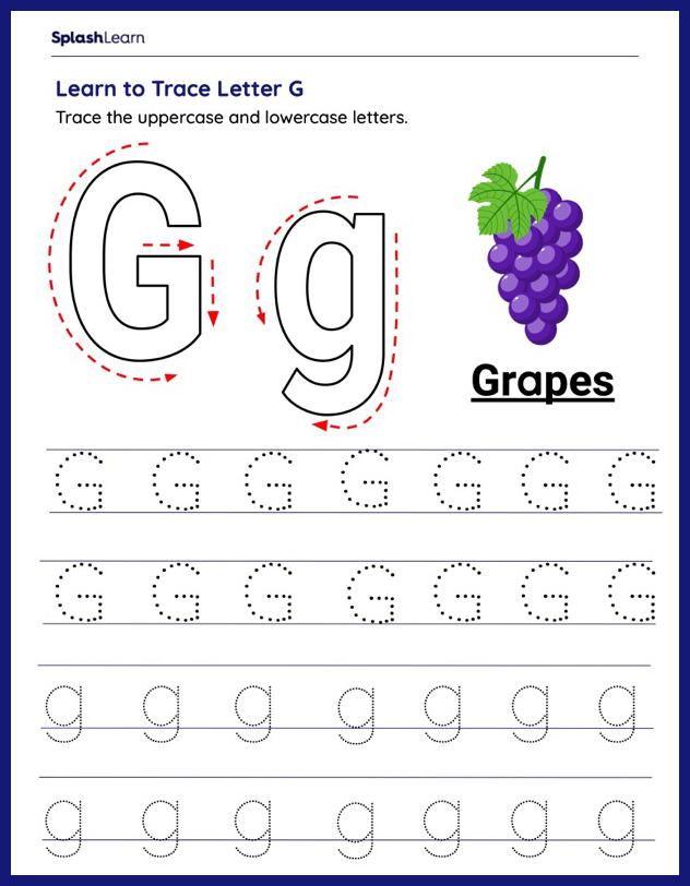 letter g traceable worksheet