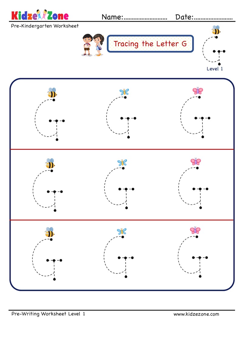 letter g tracing worksheet preschool