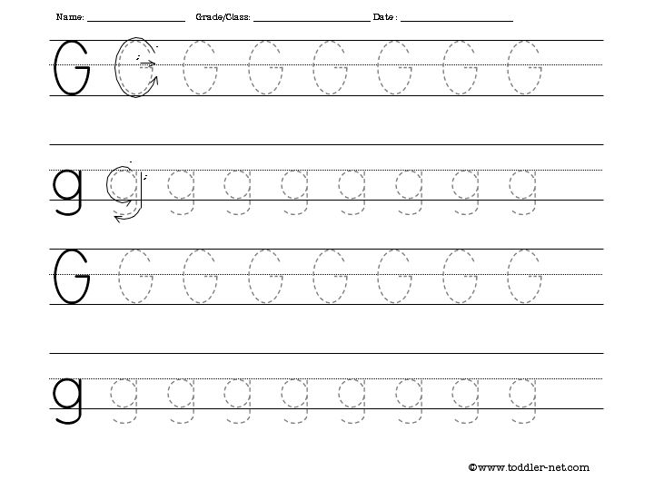 letter g tracing worksheet preschool