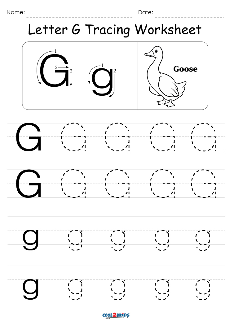 letter g tracing worksheet preschool