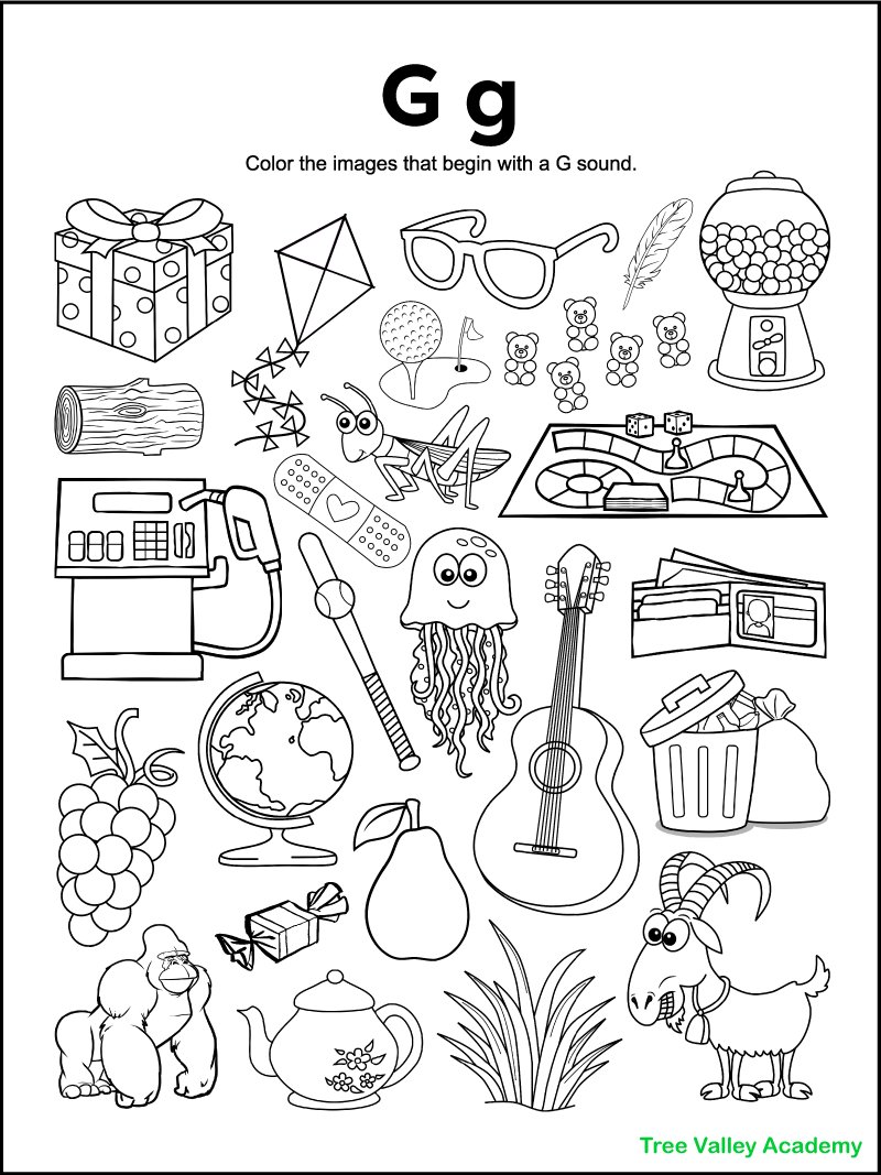 letter g worksheet for kindergarten