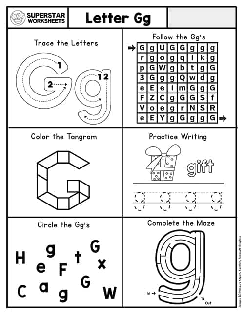 letter g worksheet for kindergarten