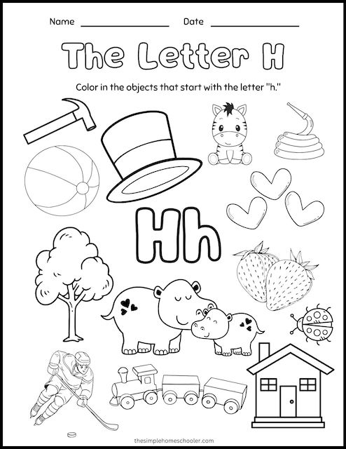 15  Letter H Worksheets: Free Easy Print The Simple Homeschooler