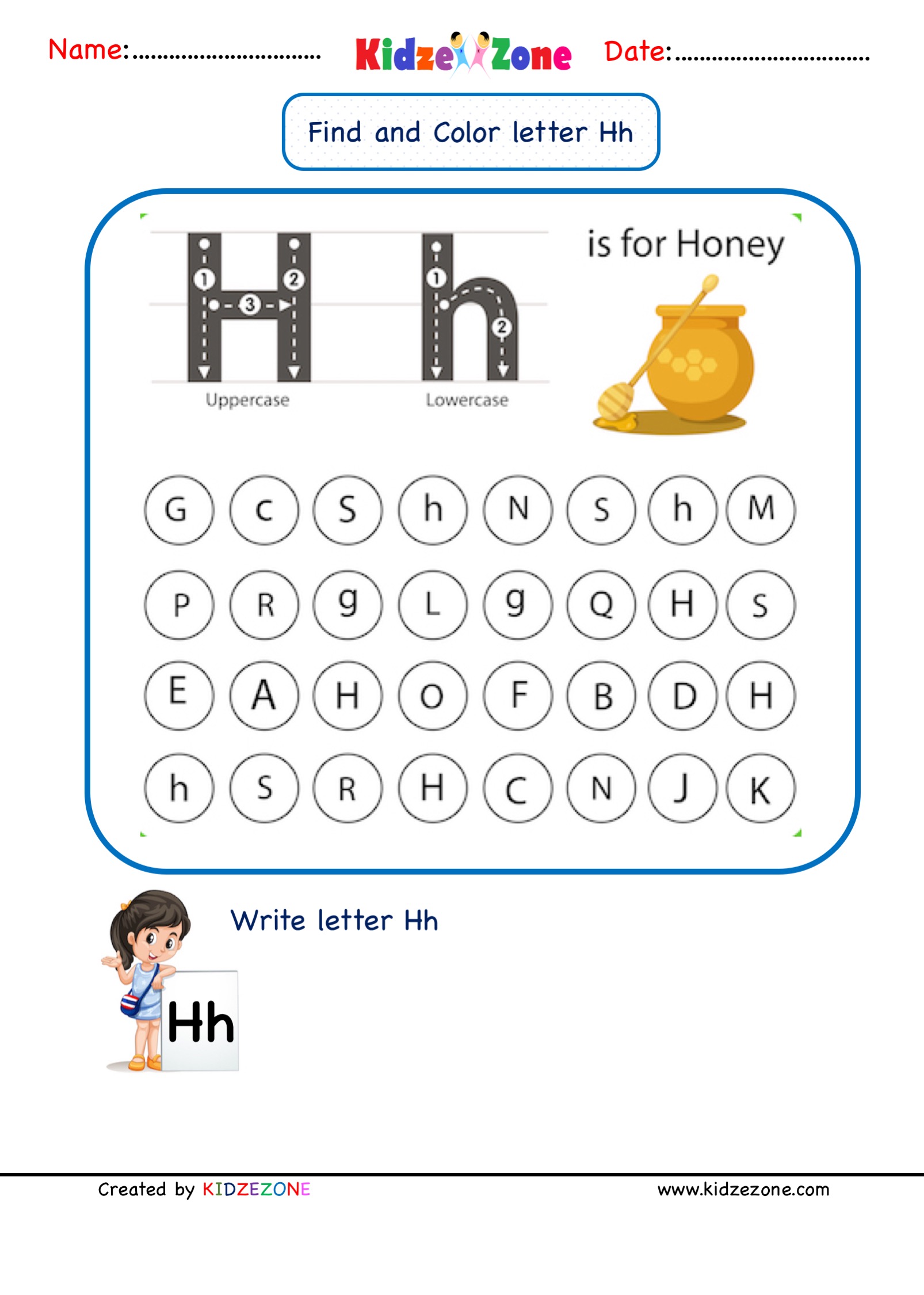 letter h preschool worksheet