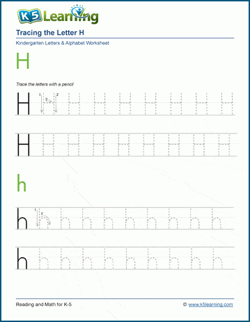 Tracing the Letter H h | Worsheets library