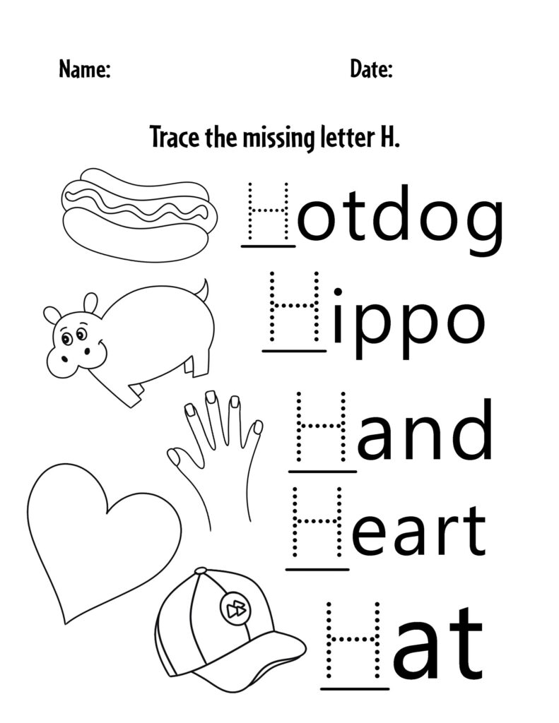 FREE Letter H Worksheets for Preschool ⋆ The Hollydog Blog