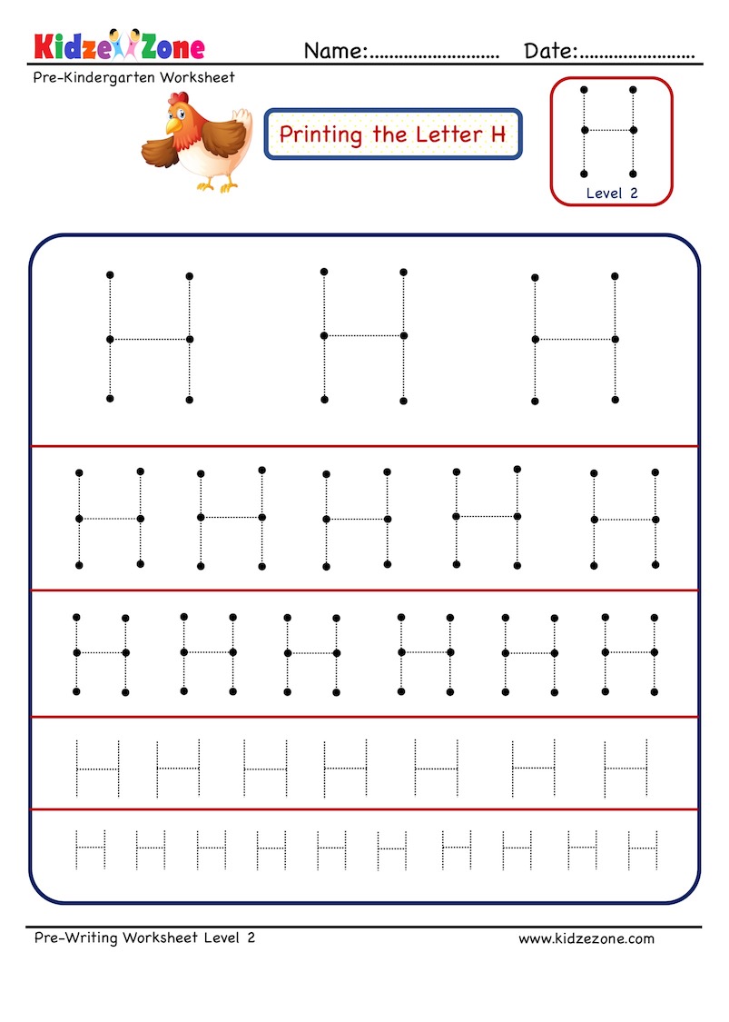 letter h tracing worksheet