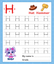 Alphabet Letter H Trace Write Find Color - Free printable PDF