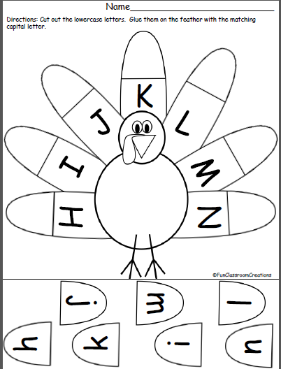 Turkey Letters Cut and Paste (H-N) | Made By Teachers