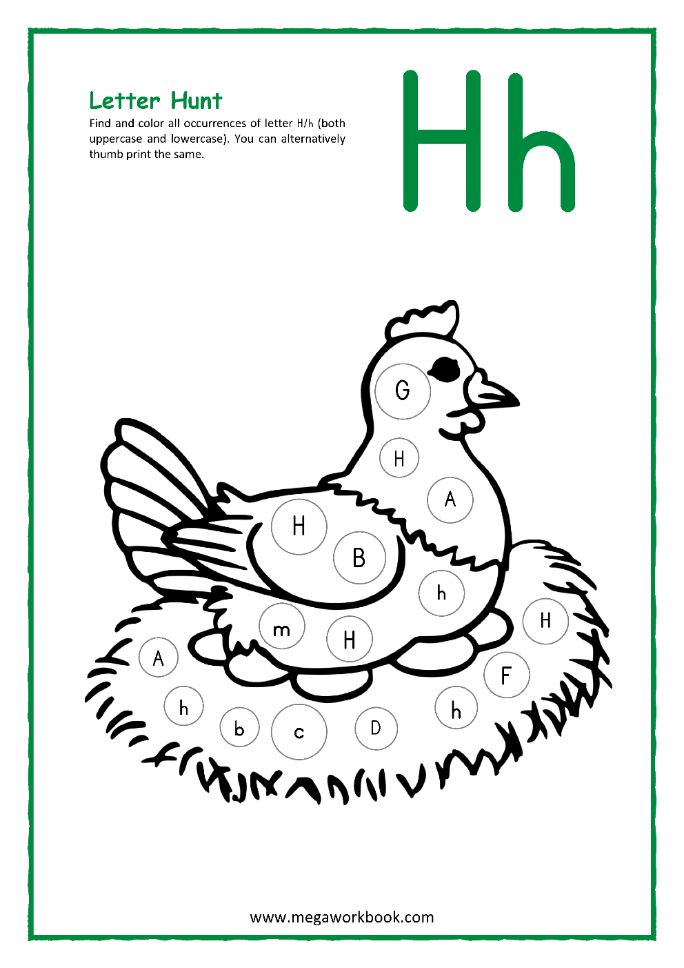 letter h worksheet for preschool