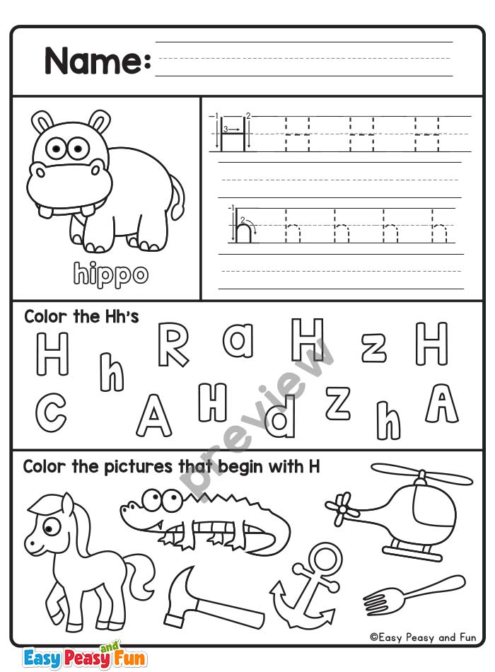 Letter H Worksheets For Preschool And Kindergarten Easy Peasy 