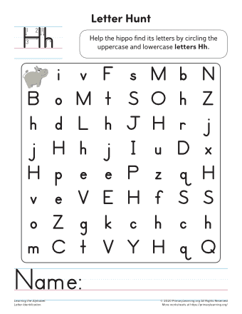 Letter H Recognition Worksheet  