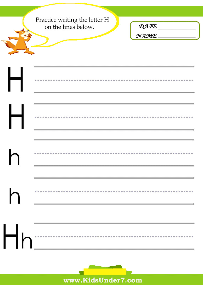 letter h writing worksheet