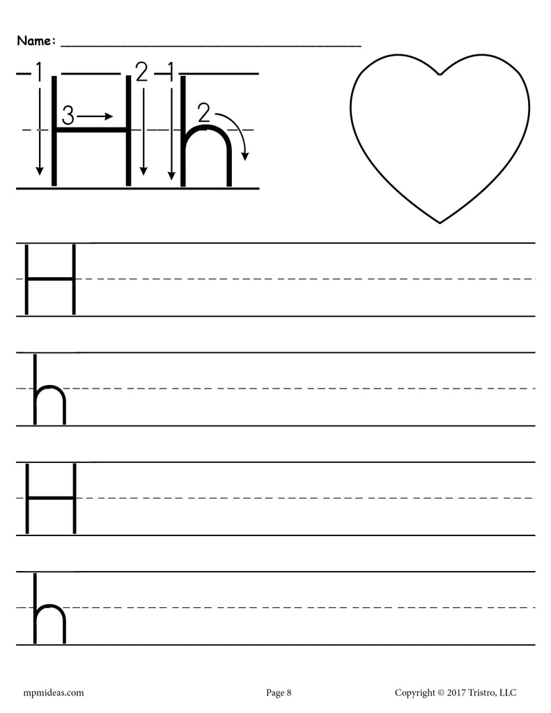 Printable Letter H Handwriting Worksheet!
