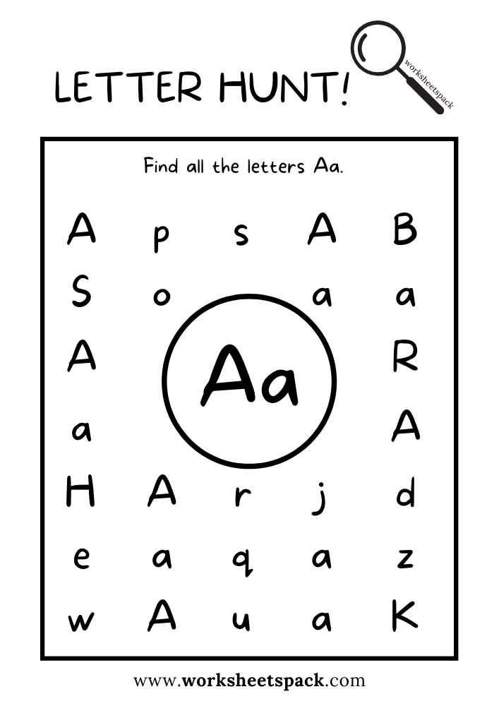 Find the Letter A Worksheet, Alphabet A Hunt Activity Free ...