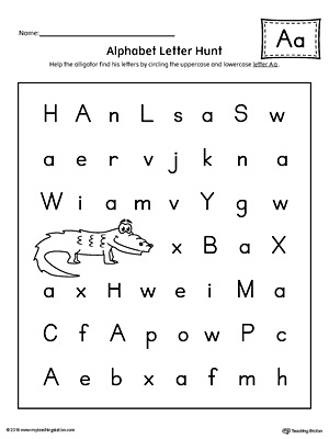 Alphabet Letter Hunt: Letter A Worksheet | MyTeachingStation.com