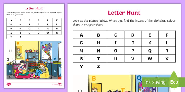 Early Level Letter Hunt Worksheet (teacher made) - Twinkl