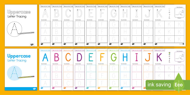 Letter Tracing K-O Worksheets for Kindergarten