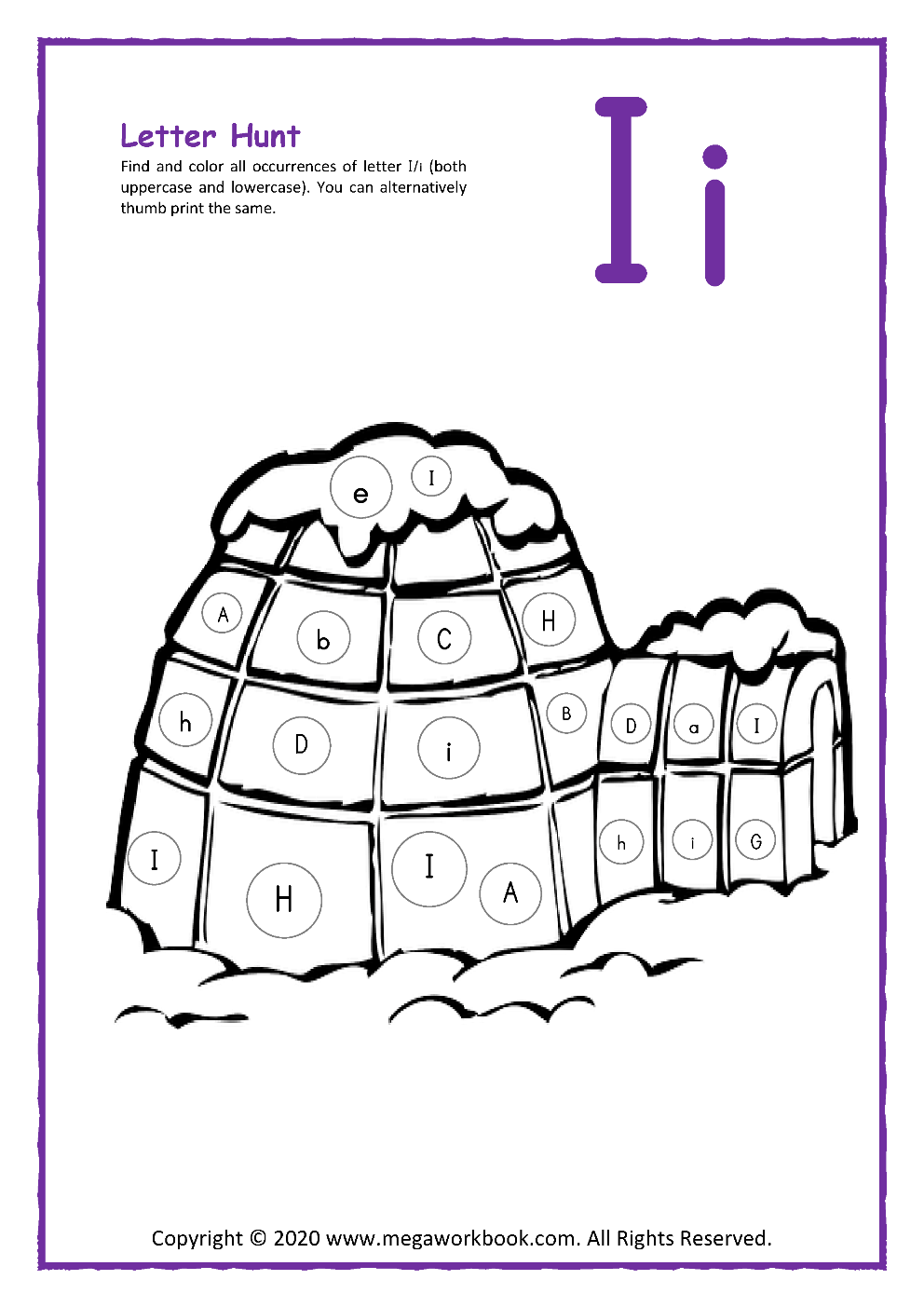 letter i worksheet for preschool