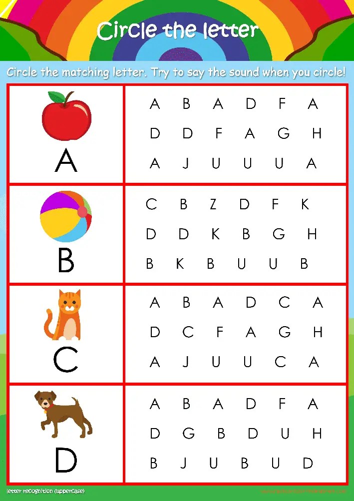 Letter recognition worksheets for kids!