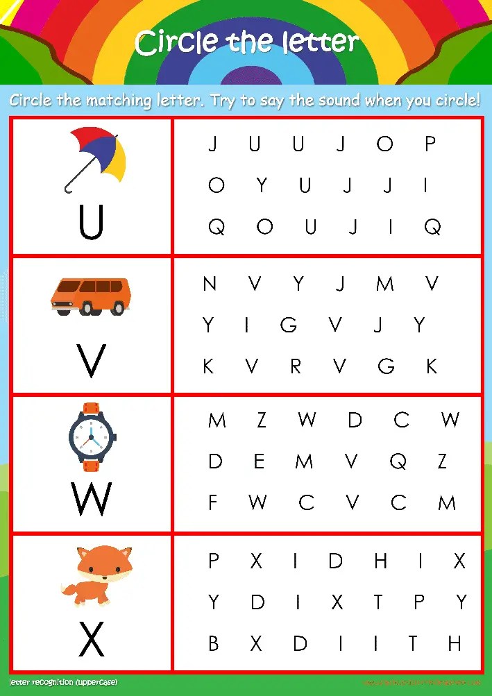 Letter recognition worksheets for kids!