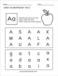 Fun letter A identification activity and test sheets for ...