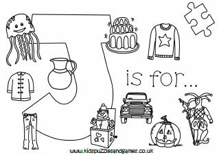 Letter J Colouring Sheets - Kids Puzzles and Games